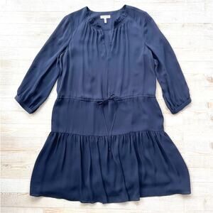Rebecca Taylor Silk Blouson Long Sleeve Dress‎ | Navy Size 8